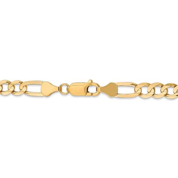Men's 6mm 10K Yellow Gold Solid Concave Figaro Chain Bracelet, 8 Inch